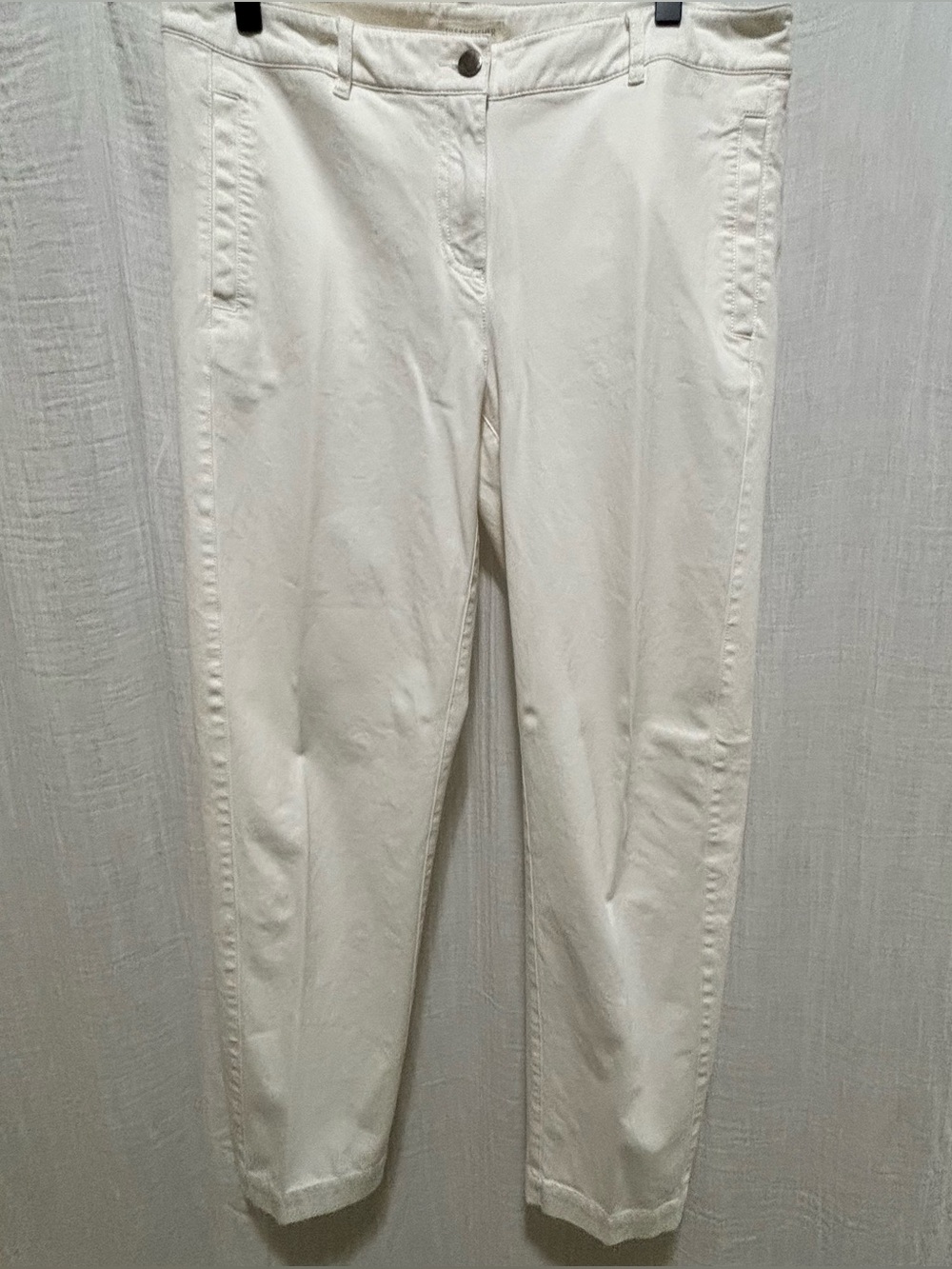 Eileen Fisher Chino Pants In White Size Medium Organic Cotton Tapered Leg size M